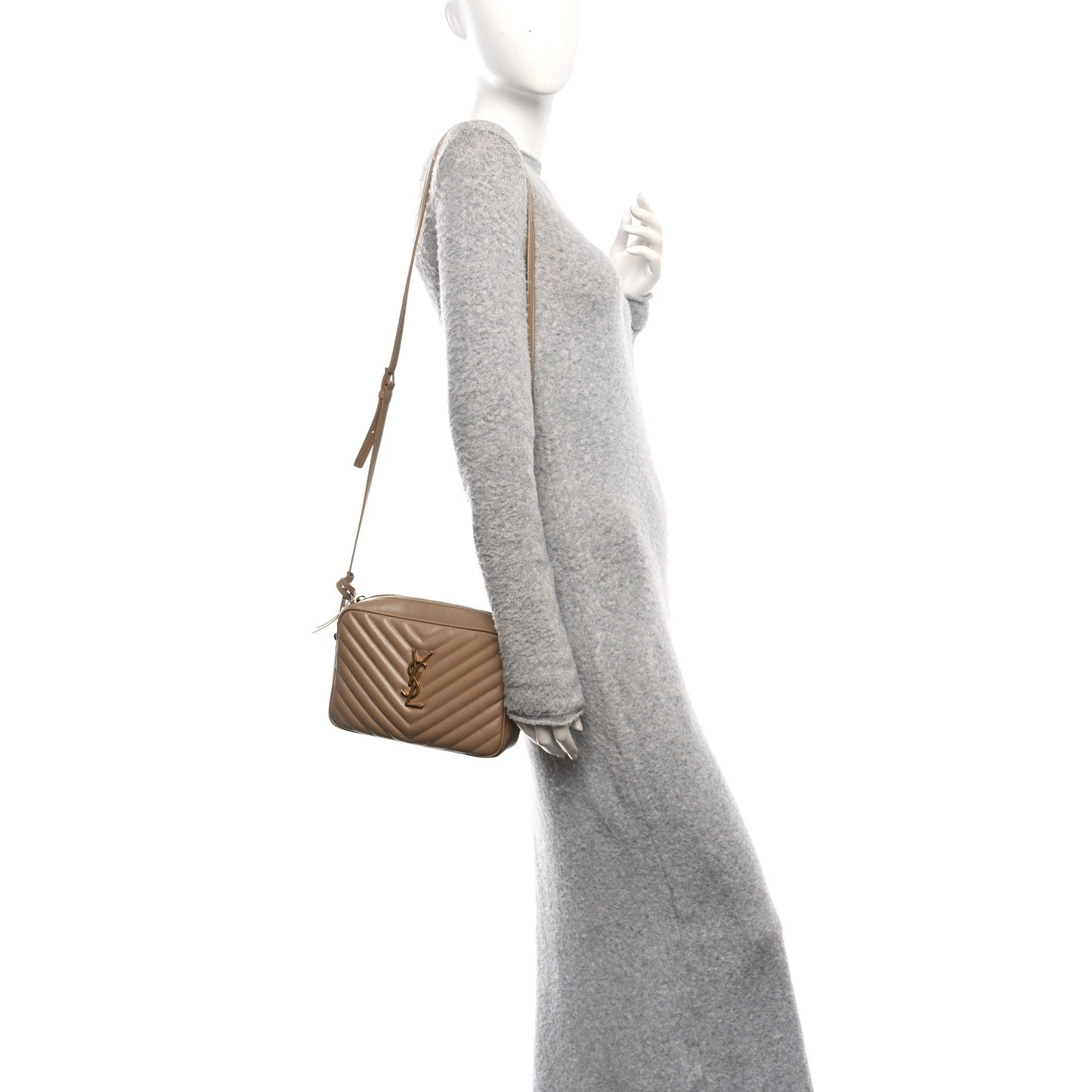 Calfskin Matelasse Monogram Lou Camera Bag Dark Latte