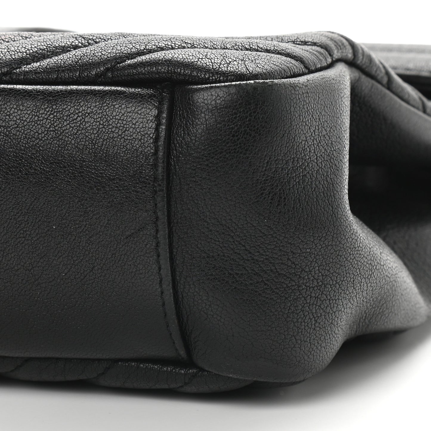 Sheepskin Matelasse Chevron Monogram Large College Satchel Black