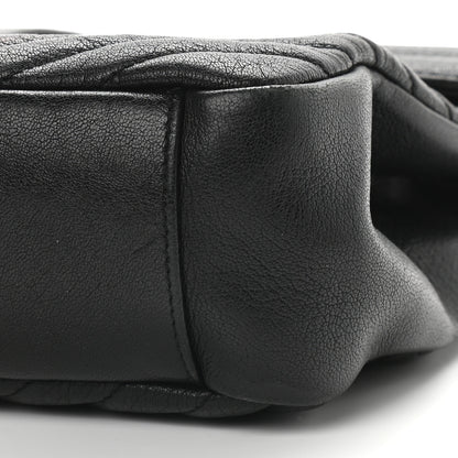 Saint Laurent Sheepskin Matelasse Chevron Monogram Large College Satchel Black 10 of 11