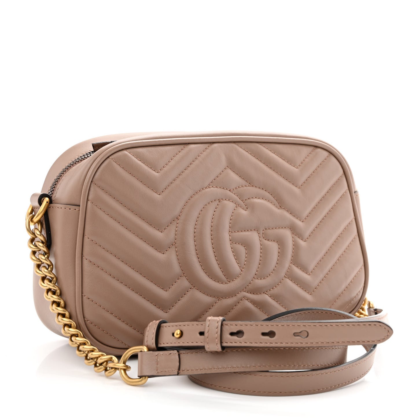 Calfskin Matelasse Small GG Marmont Chain Shoulder Bag Porcelain Rose