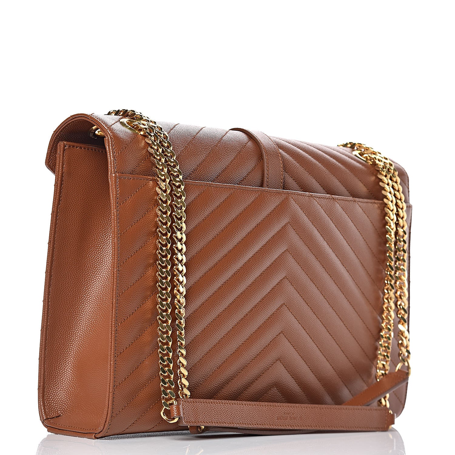Saint Laurent Grain De Poudre Matelasse Chevron Large Monogram Satchel Tan 3 of 10