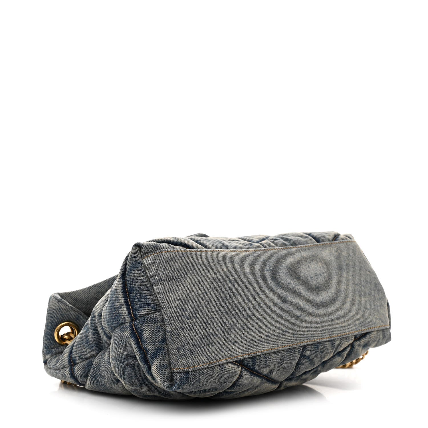 Saint Laurent Denim Quilted Small Loulou Puffer Monogram Chain Satchel Blue Cinnamon 4 of 10