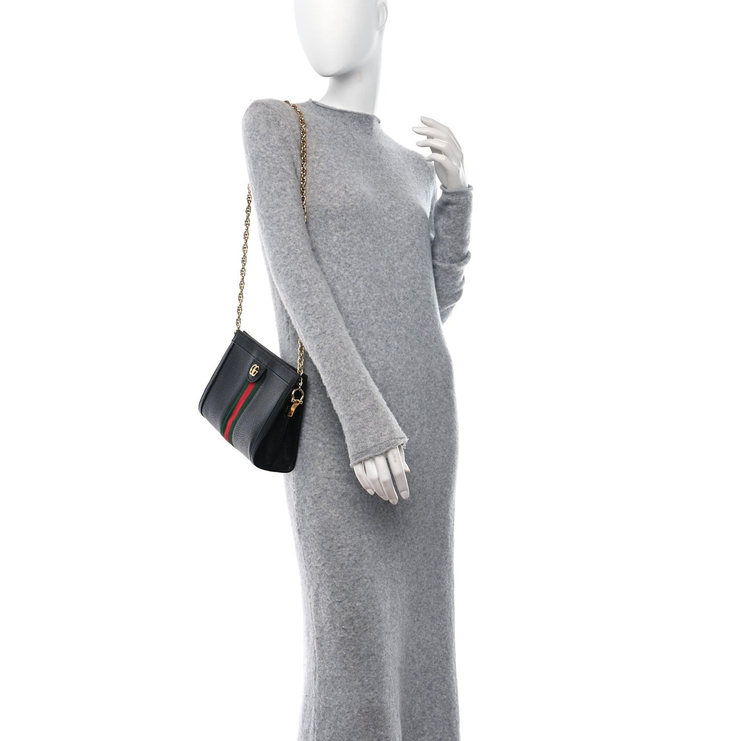 Calfskin GG Web Small Ophidia Chain Shoulder Bag Black