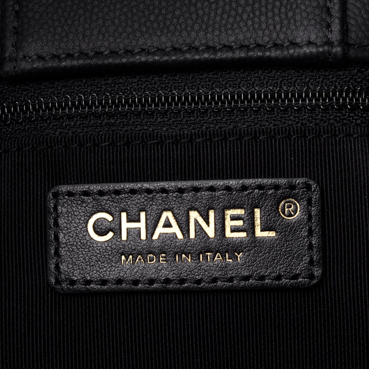 Chanel Caviar Flat Chevron Quilted Large Shopping Tote Black 5 of 10