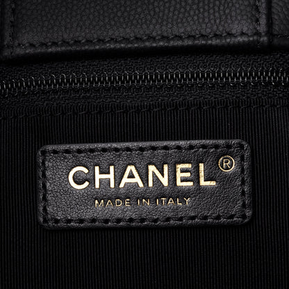 Chanel Caviar Flat Chevron Quilted Large Shopping Tote Black 5 of 10