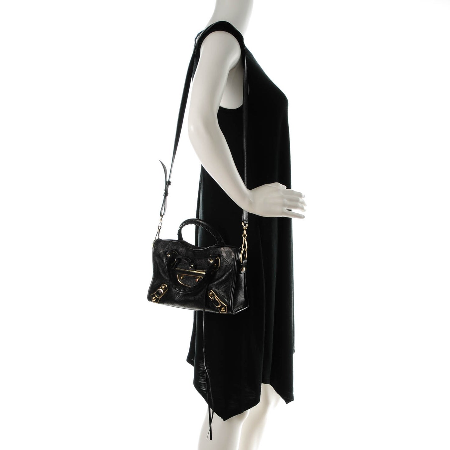 Chevre Gold Metallic Edge Hardware Mini City Black