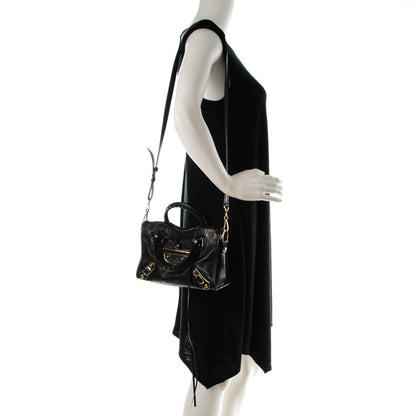 Balenciaga Chevre Gold Metallic Edge Hardware Mini City Black 2 of 7