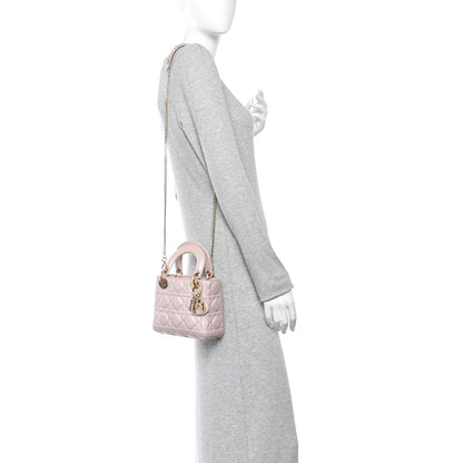 Christian Dior Metallic Lambskin Cannage Mini Lady Dior Lotus 2 of 13