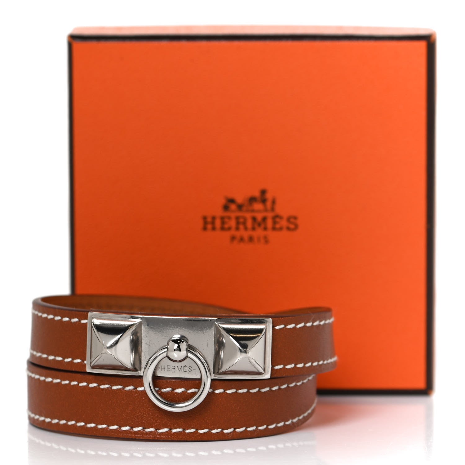 Hermes Natural Tadelakt Rivale Double Tour Bracelet M Fauve 6 of 6