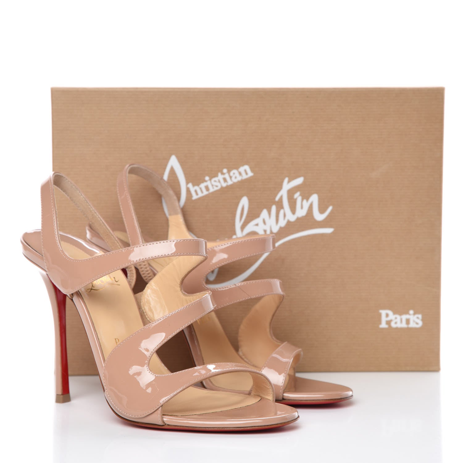 Christian Louboutin Patent Vavazou Asymmetric 100 Strappy Sandals 39 Nude 10 of 10