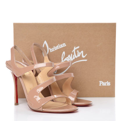 Christian Louboutin Patent Vavazou Asymmetric 100 Strappy Sandals 39 Nude 10 of 10