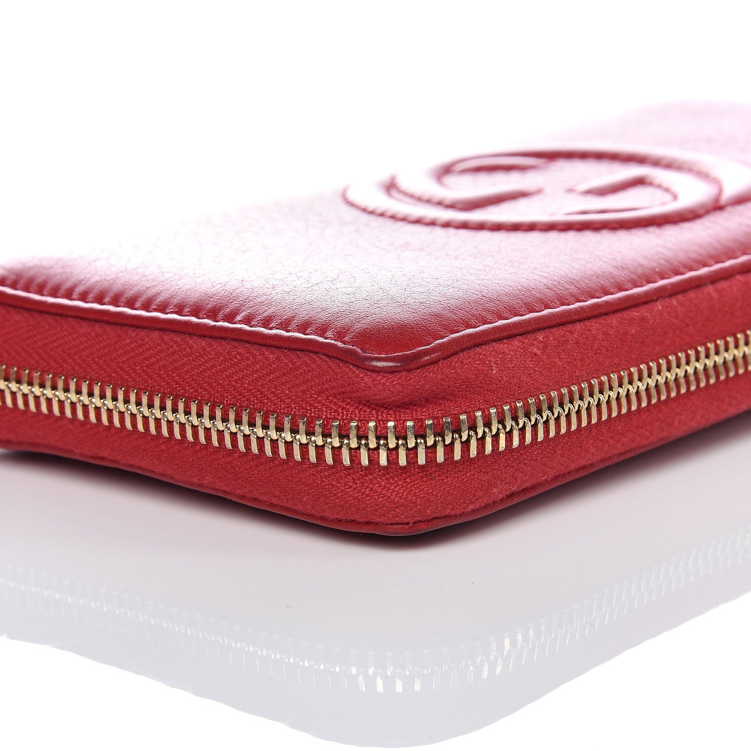 Gucci Pebbled Calfskin Soho Zip Around Wallet Red 13 of 15