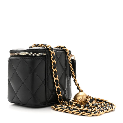 Chanel Lambskin Quilted Mini Pearl Crush Vanity Case With Chain Black 3 of 11