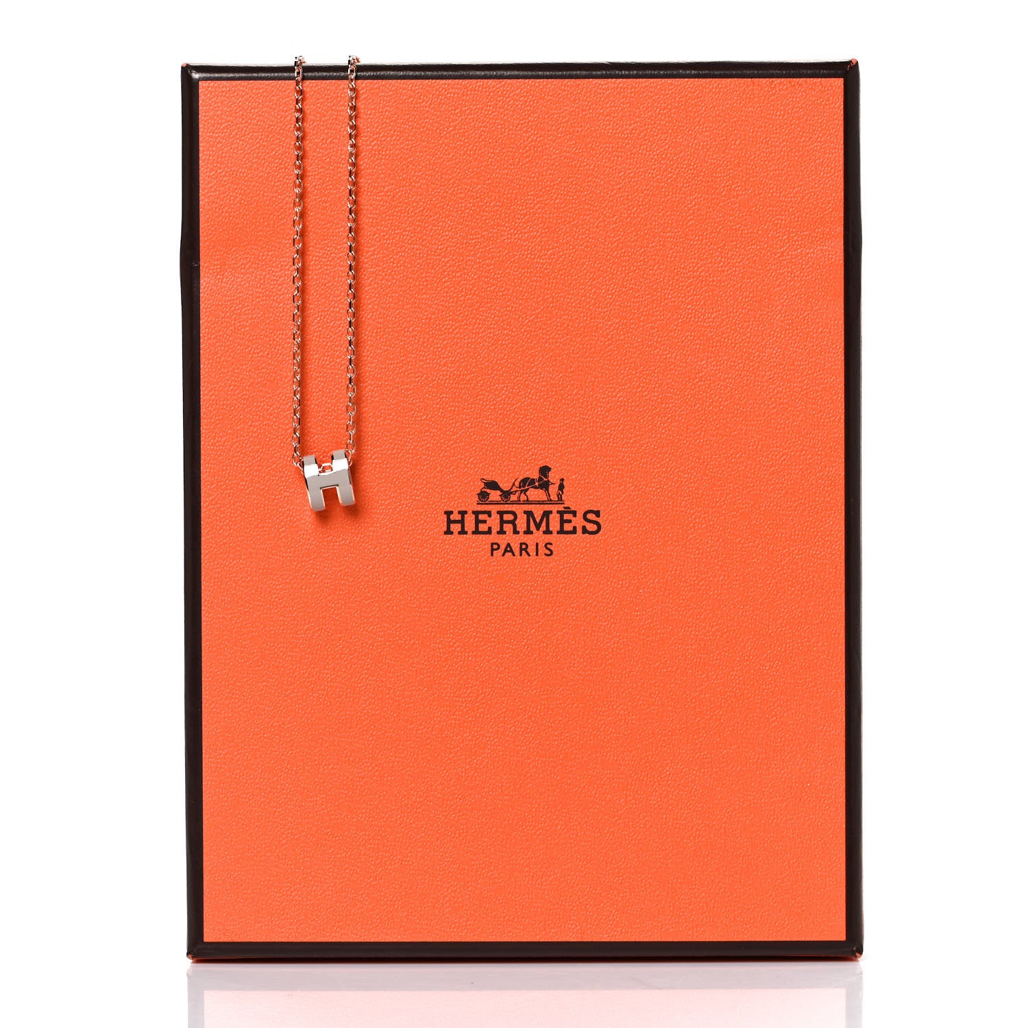 Hermes Lacquered Rose Gold Mini Pop H Pendant Necklace Marron Glace 7 of 7