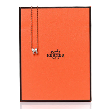 Hermes Lacquered Rose Gold Mini Pop H Pendant Necklace Marron Glace 7 of 7
