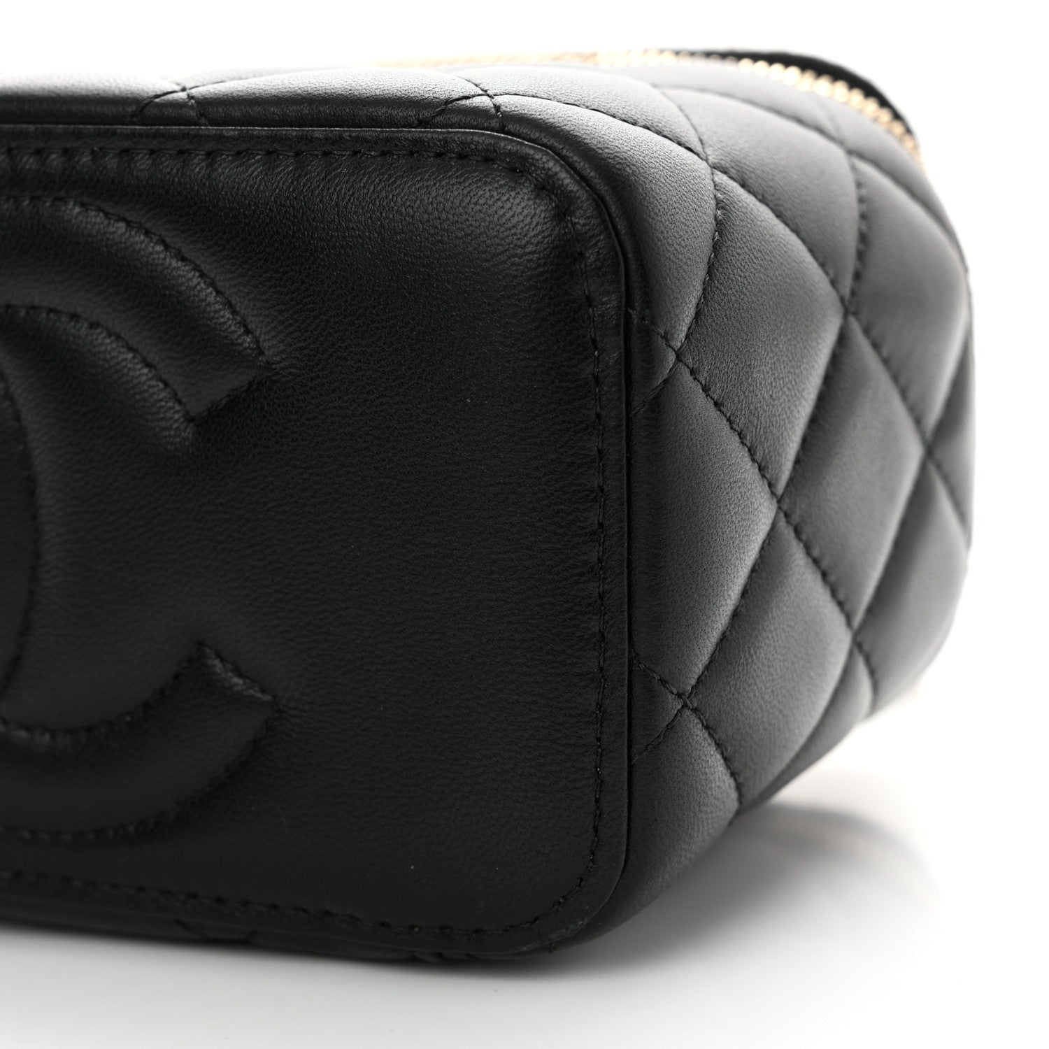 Chanel Lambskin Quilted Metal Small Top Handle Vanity Case With Chain Black 10 of 12