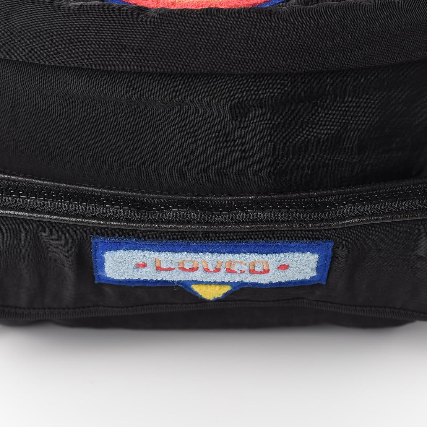 Nylon 80s Logo Patch Belt Bag Black