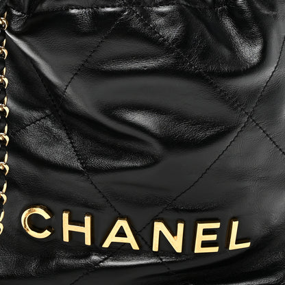 Chanel Shiny Calfskin Quilted Pearl CC Chain Mini Chanel 22 Black 8 of 10