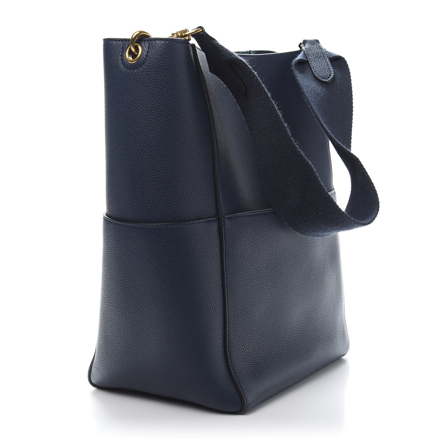Celine Soft Grained Calfskin Sangle Bucket Bag Navy Blue 3 of 10