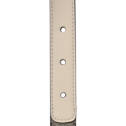 Gucci GG Supreme Monogram Matte Plutone Calfskin Double G 20mm Belt 85 34 Beige White New Acero 5 of 5