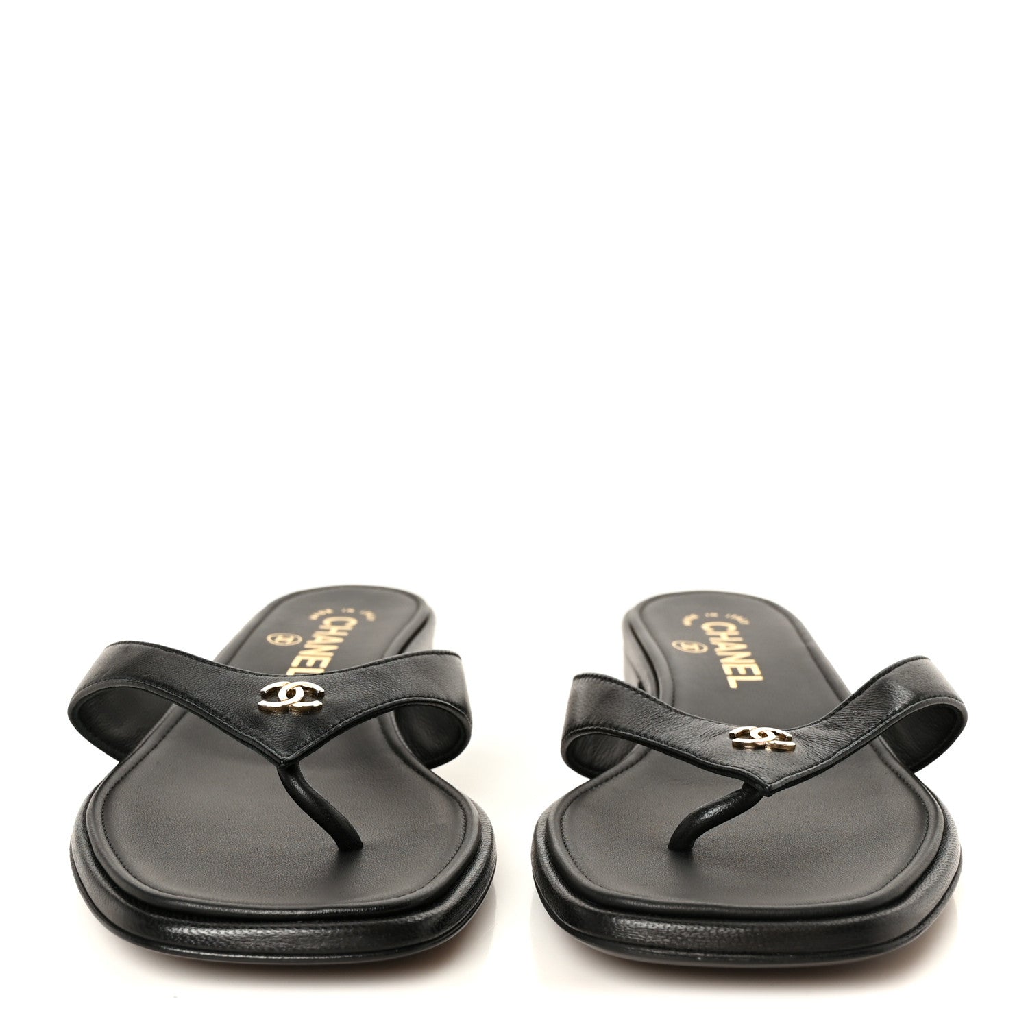 Chanel Lambskin CC Thong Sandals 37 Black 1936503 – FASHIONPHILE