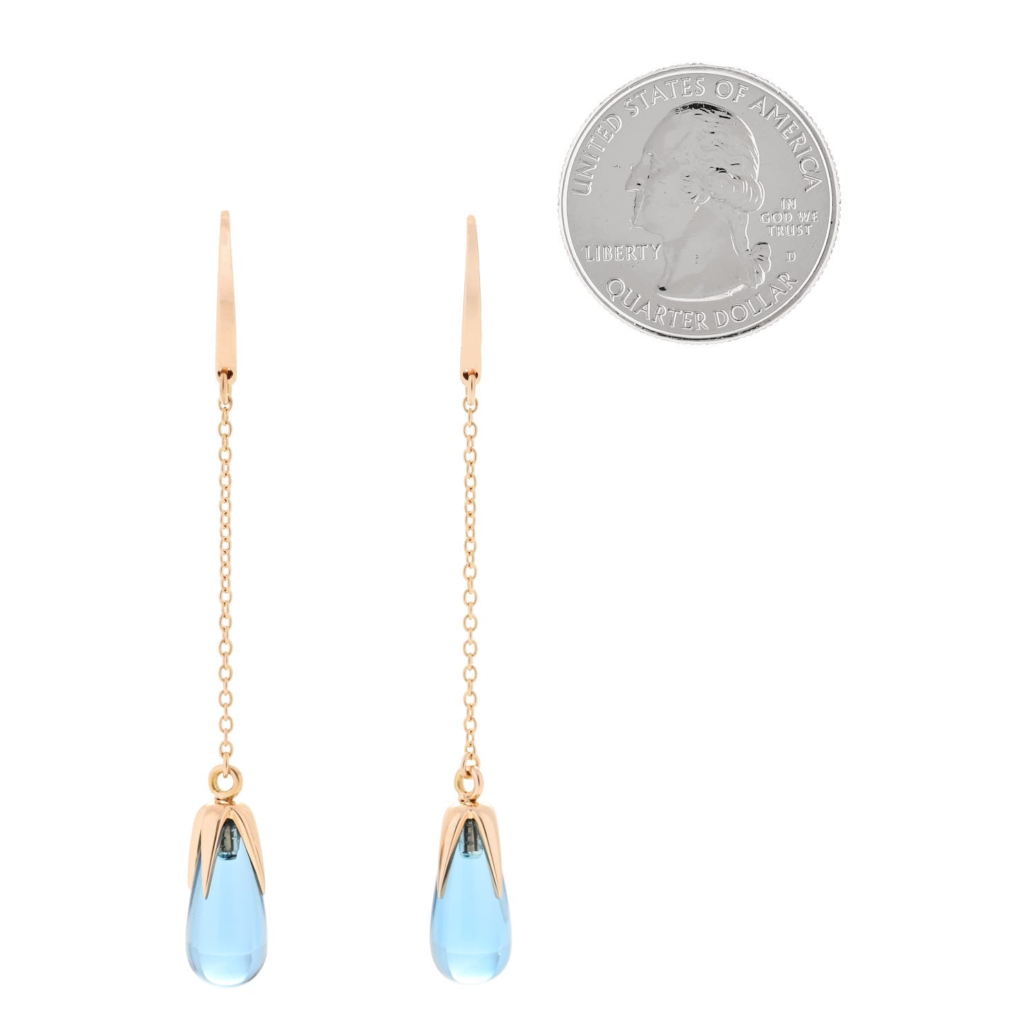 Pomellato 18K Rose Gold Blue Topaz Drop Earrings 2 of 6