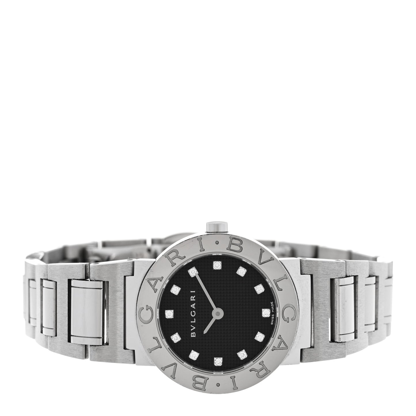 Stainless Steel Diamond 26mm Quartz Watch Black