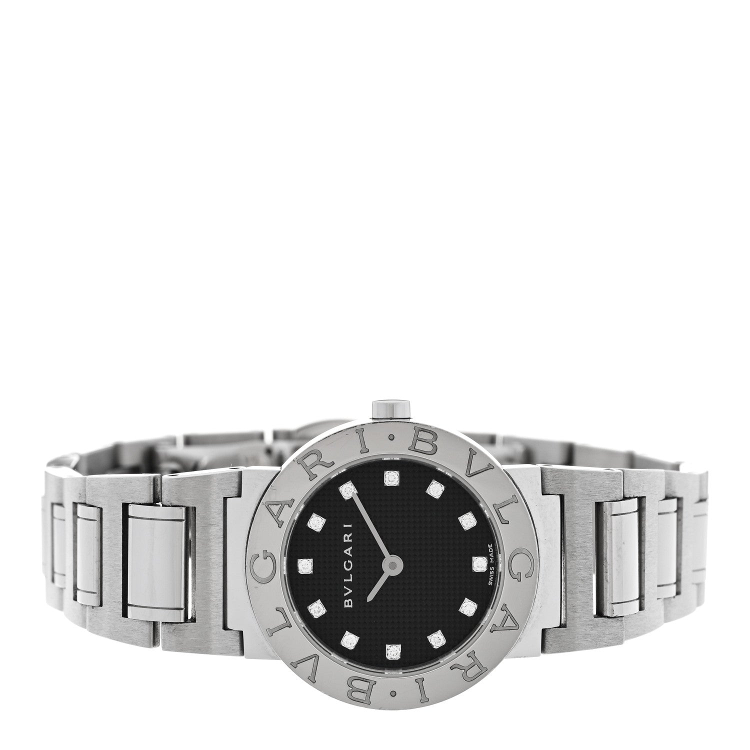 Bulgari Stainless Steel Diamond 26mm Quartz Watch Black 2 of 5