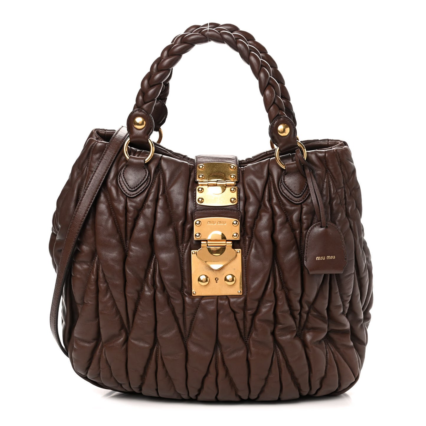 Nappa Matelasse Top Handle Satchel Brown