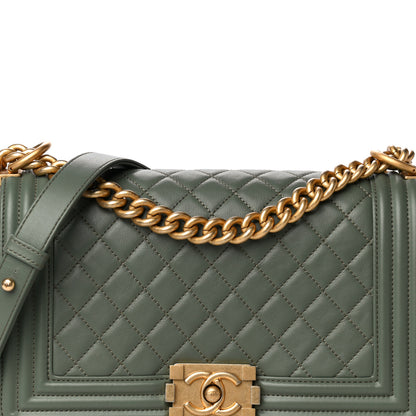 Chanel Calfskin Quilted Medium Boy Flap Dark Green 9 of 16