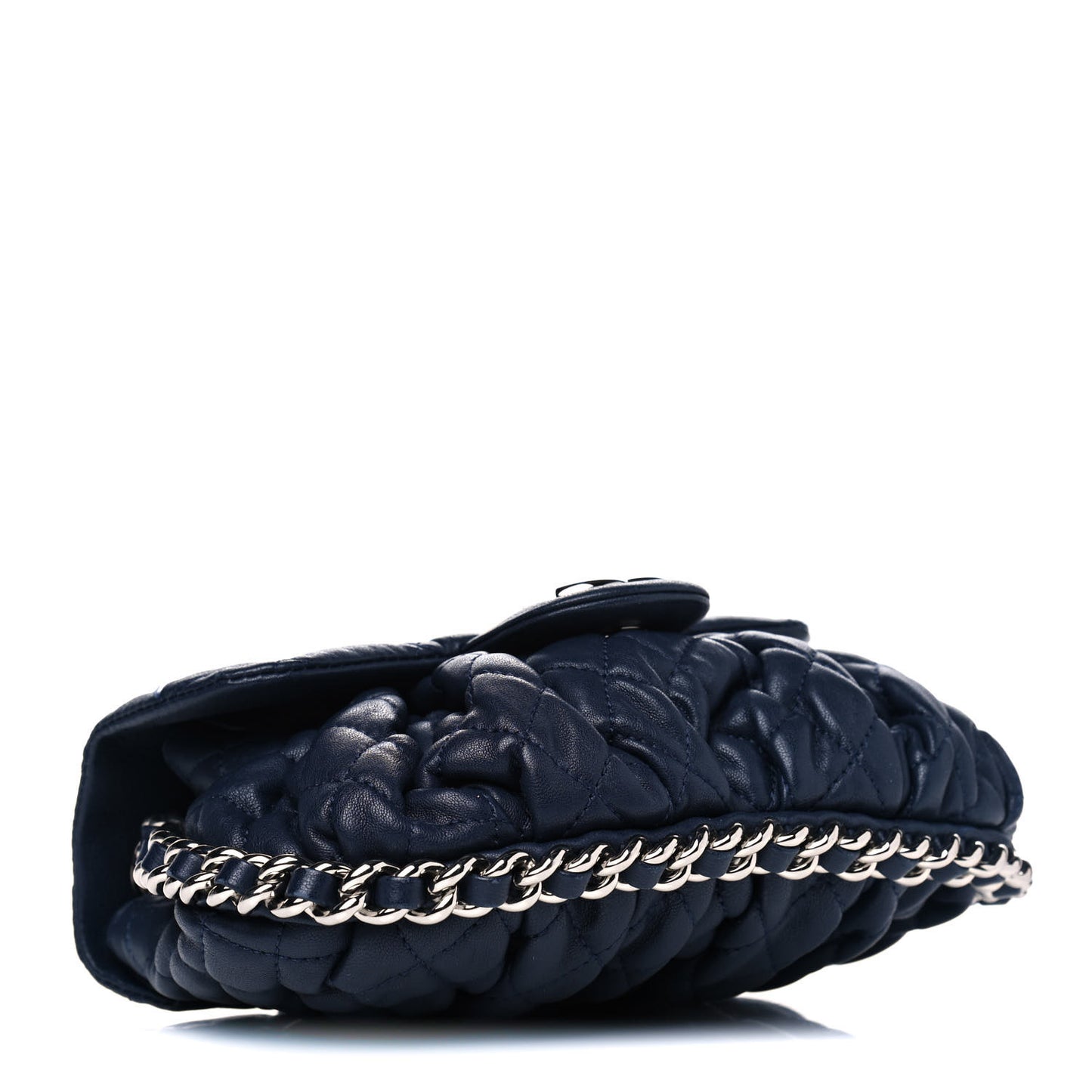 Washed Lambskin Mini Chain Around Messenger Navy Blue