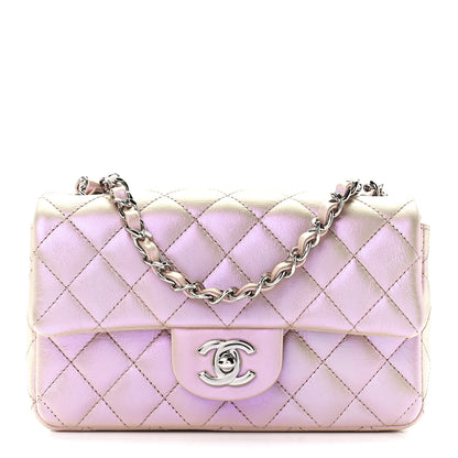 Chanel Iridescent Calfskin Quilted Mini Rectangular Flap Pink 1 of 13