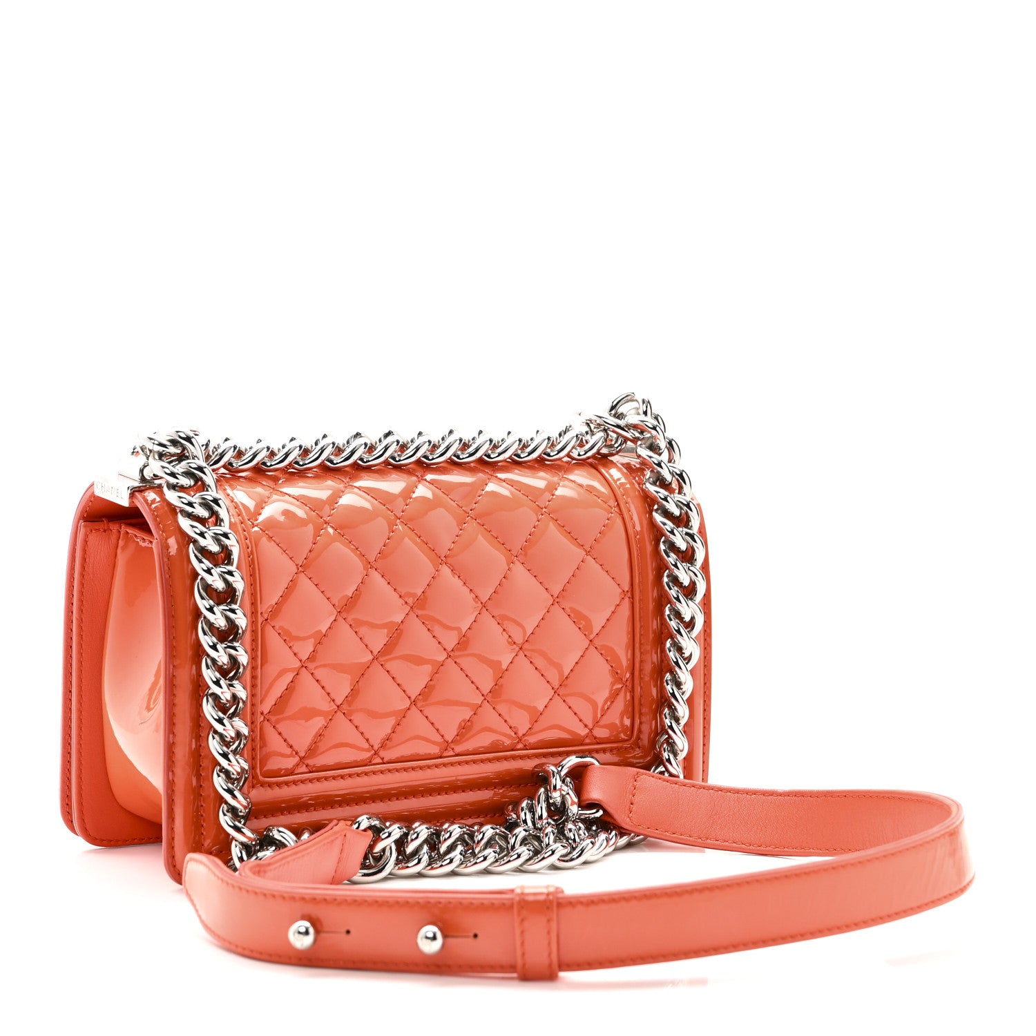 Chanel Patent Calfskin Quilted Small Plexiglass Boy Flap Orange 3 of 10
