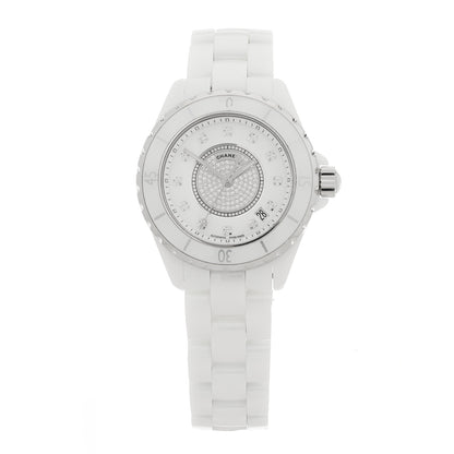 Chanel Stainless Steel Ceramic Diamond Dial 33mm J12 Quartz Watch White 1 of 5