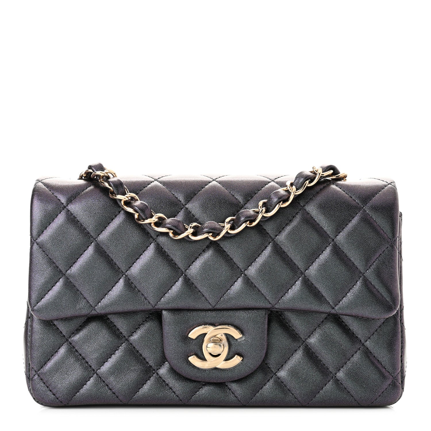 Chanel Iridescent Lambskin Quilted Mini Rectangular Flap Black 1 of 11