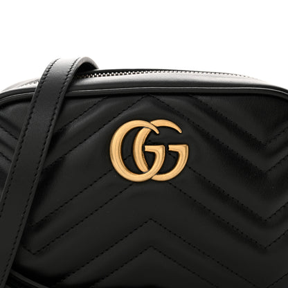 Gucci Calfskin Matelasse Mini GG Marmont Chain Shoulder Bag Black 8 of 10