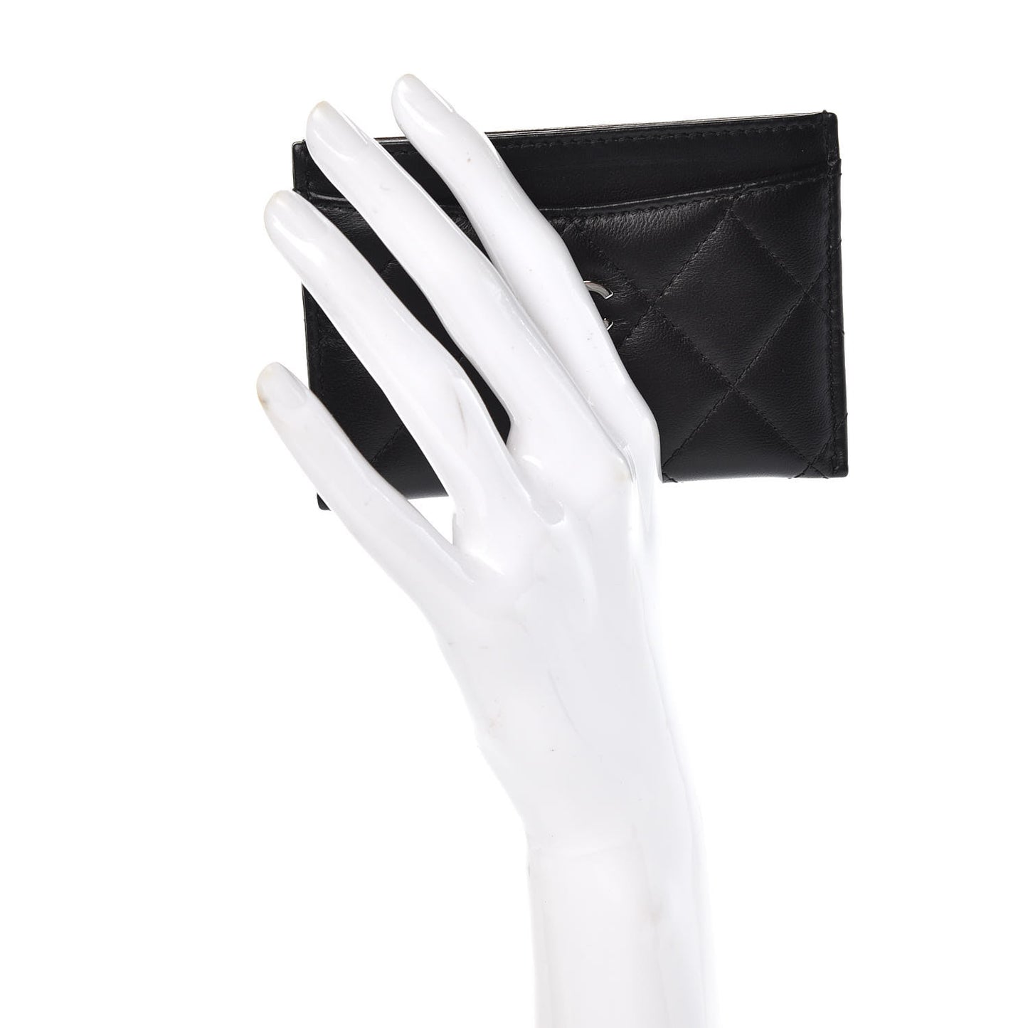 Lambskin Quilted Card Holder Black