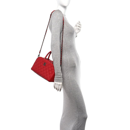 Chanel Caviar Quilted Small Coco Handle Bowling Bag Red 2 of 10