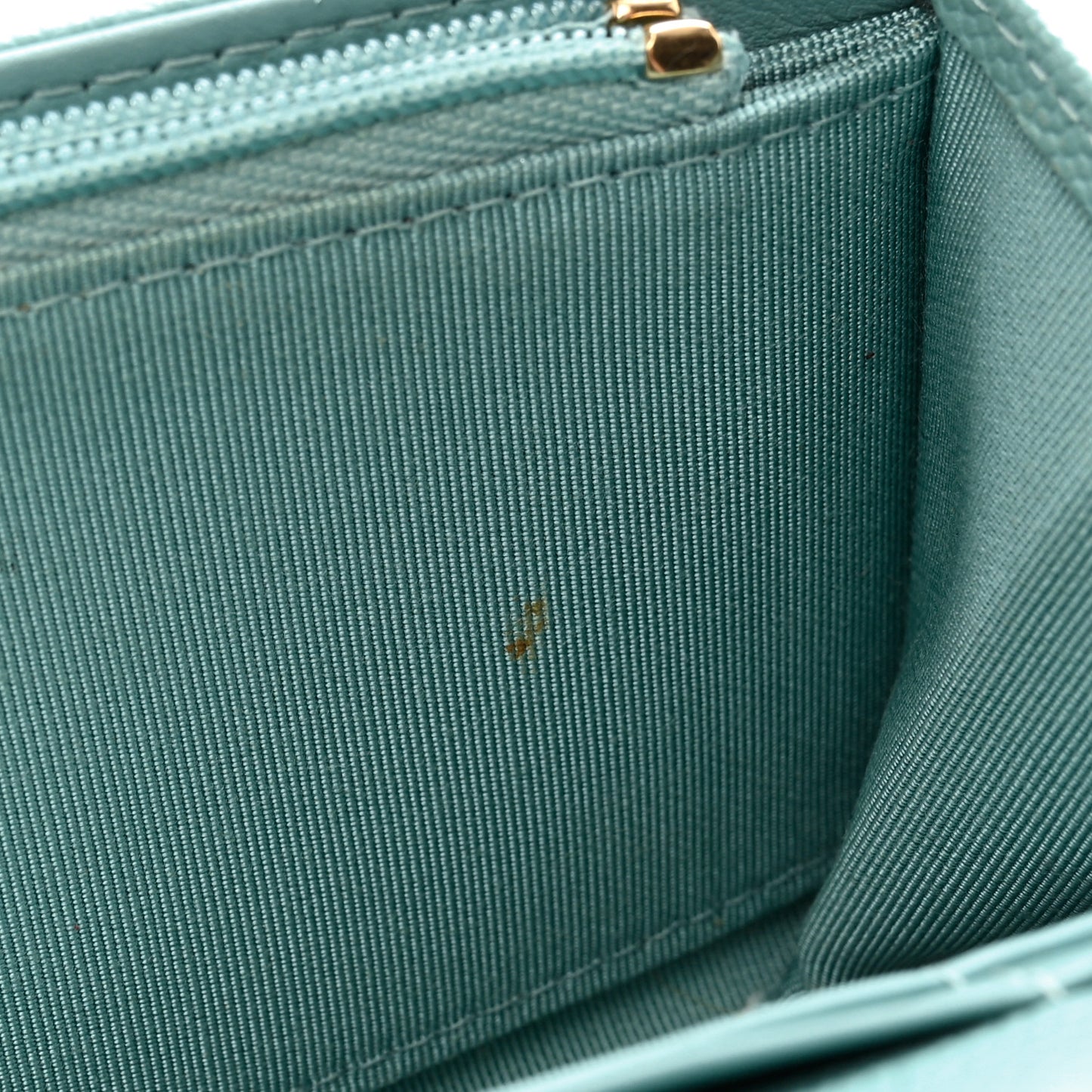Caviar Quilted Medium Gusset Flap Wallet Light Blue