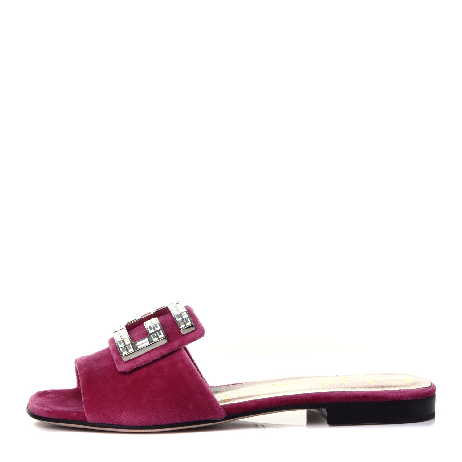 Gucci Velvet Crystal Square G Madelyn Slide Sandals 35 Light Raspberry Rose 1 of 11