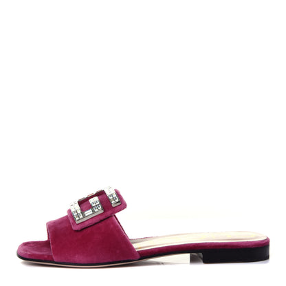 Gucci Velvet Crystal Square G Madelyn Slide Sandals 35 Light Raspberry Rose 1 of 11