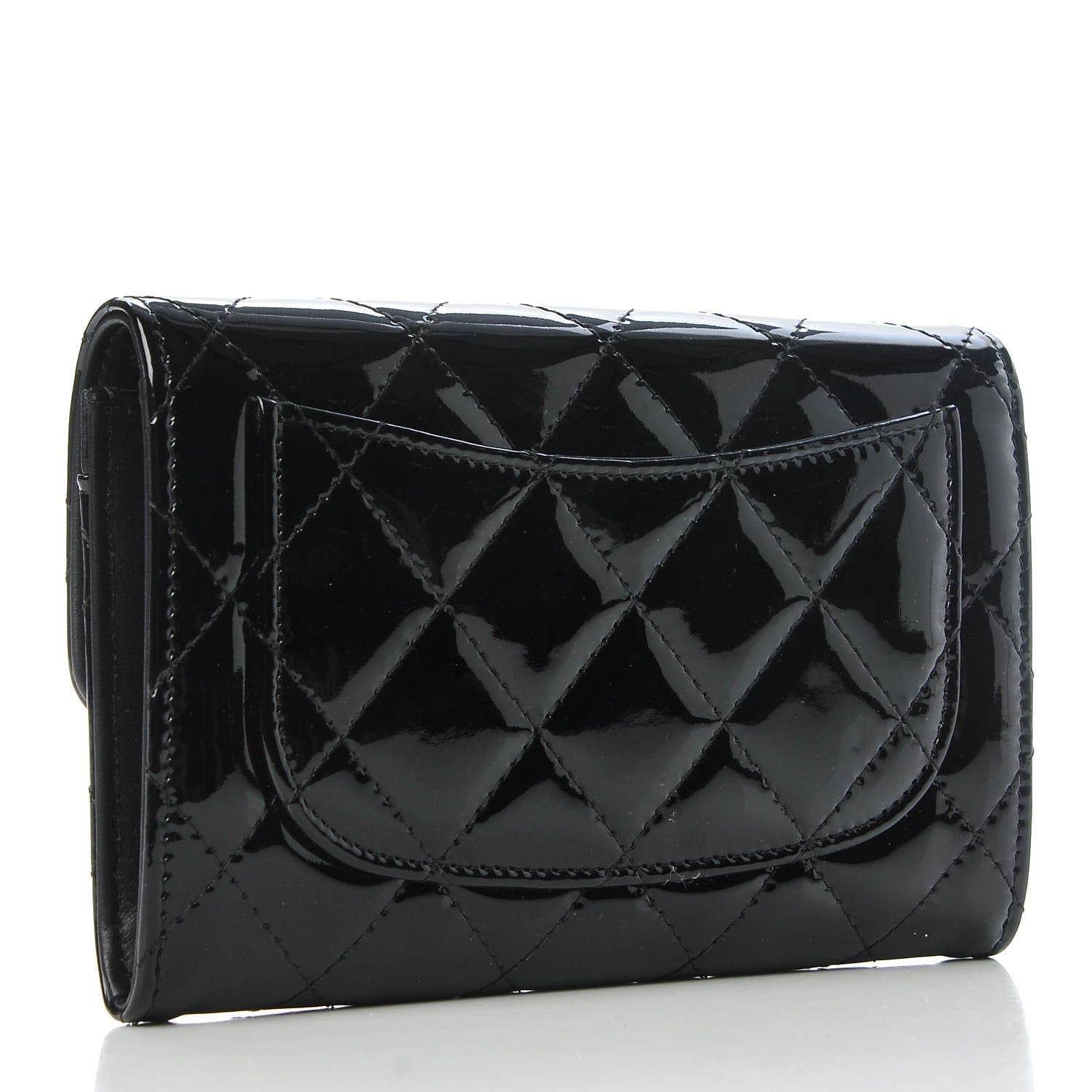 Chanel Patent Calfskin Quilted Small Flap Wallet Black 4 of 8