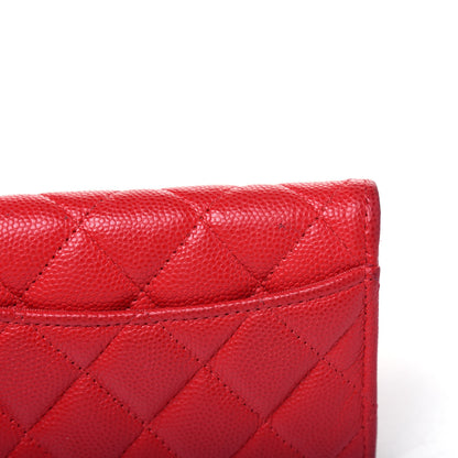 Chanel Caviar Quilted Flap Card Holder Wallet Red 16 of 18