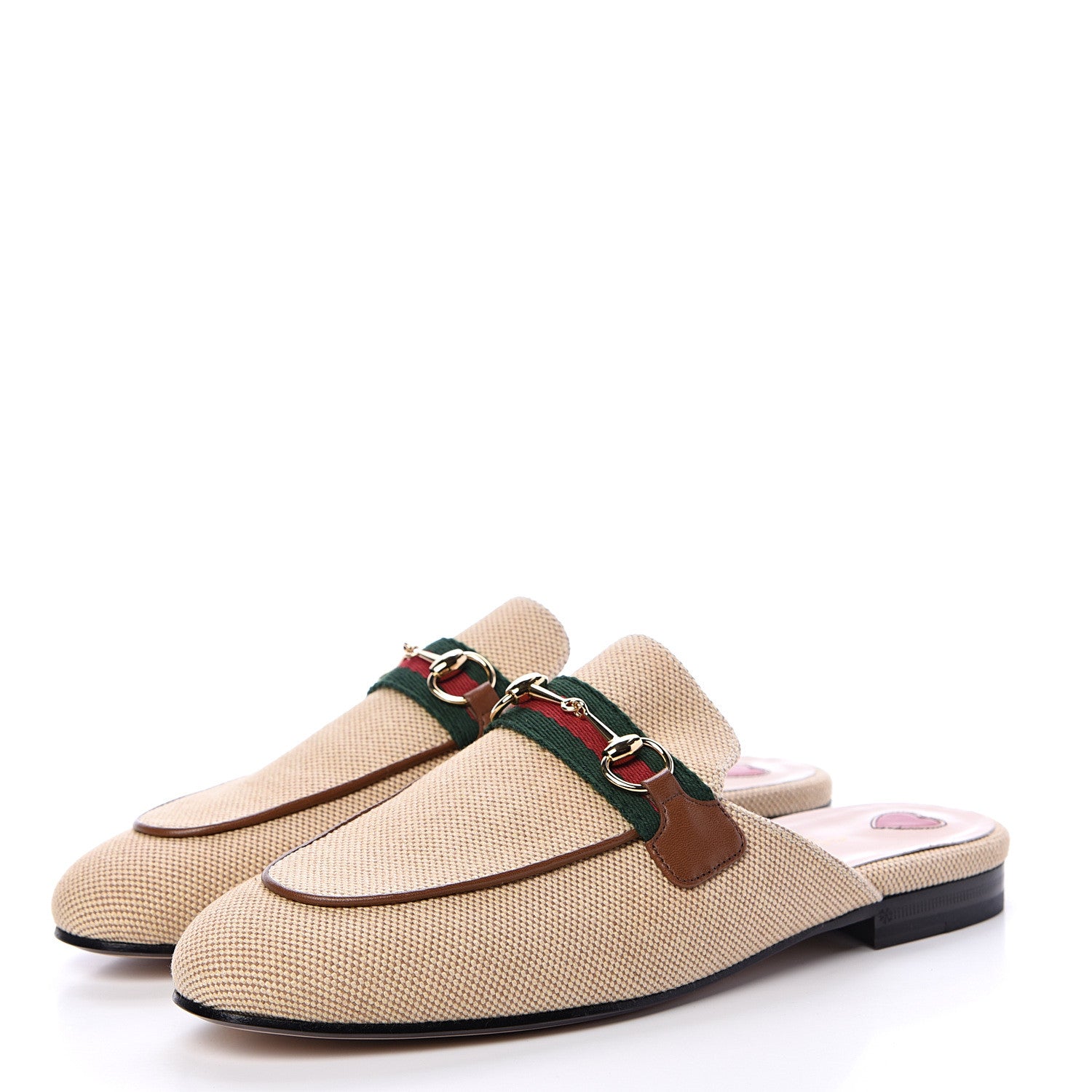 Gucci Canvas Vintage Charlotte Web Princetown Slippers 38 Sand Cuir 3 of 8