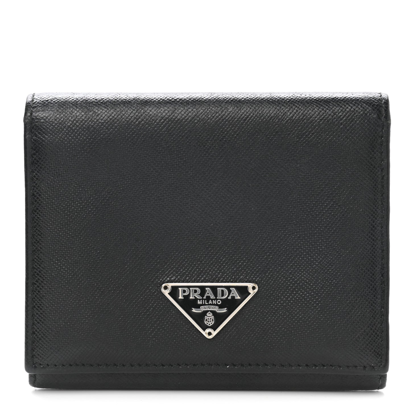 Saffiano Metal Tri-Fold Wallet Black