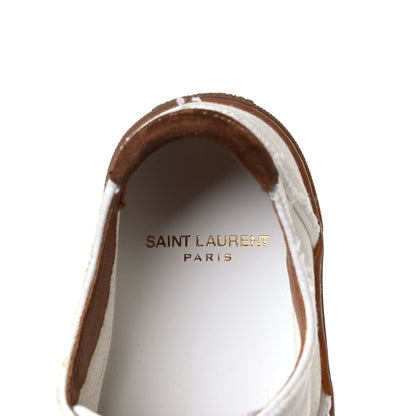 Saint Laurent Distressed Canvas Womens Venice Sneakers 37 White 5 of 5