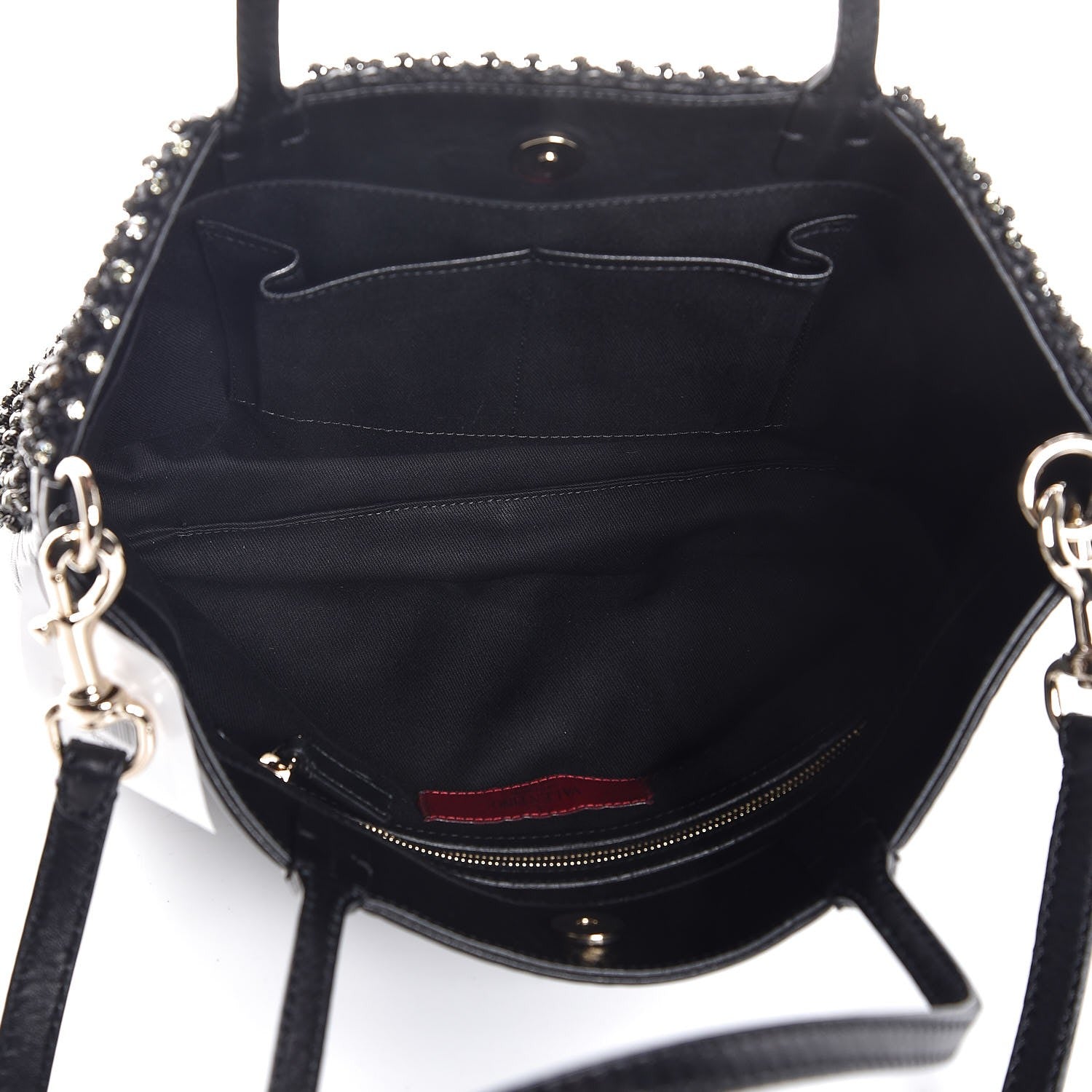 Valentino Garavani Vitello Crystal Tote Black 6 of 8