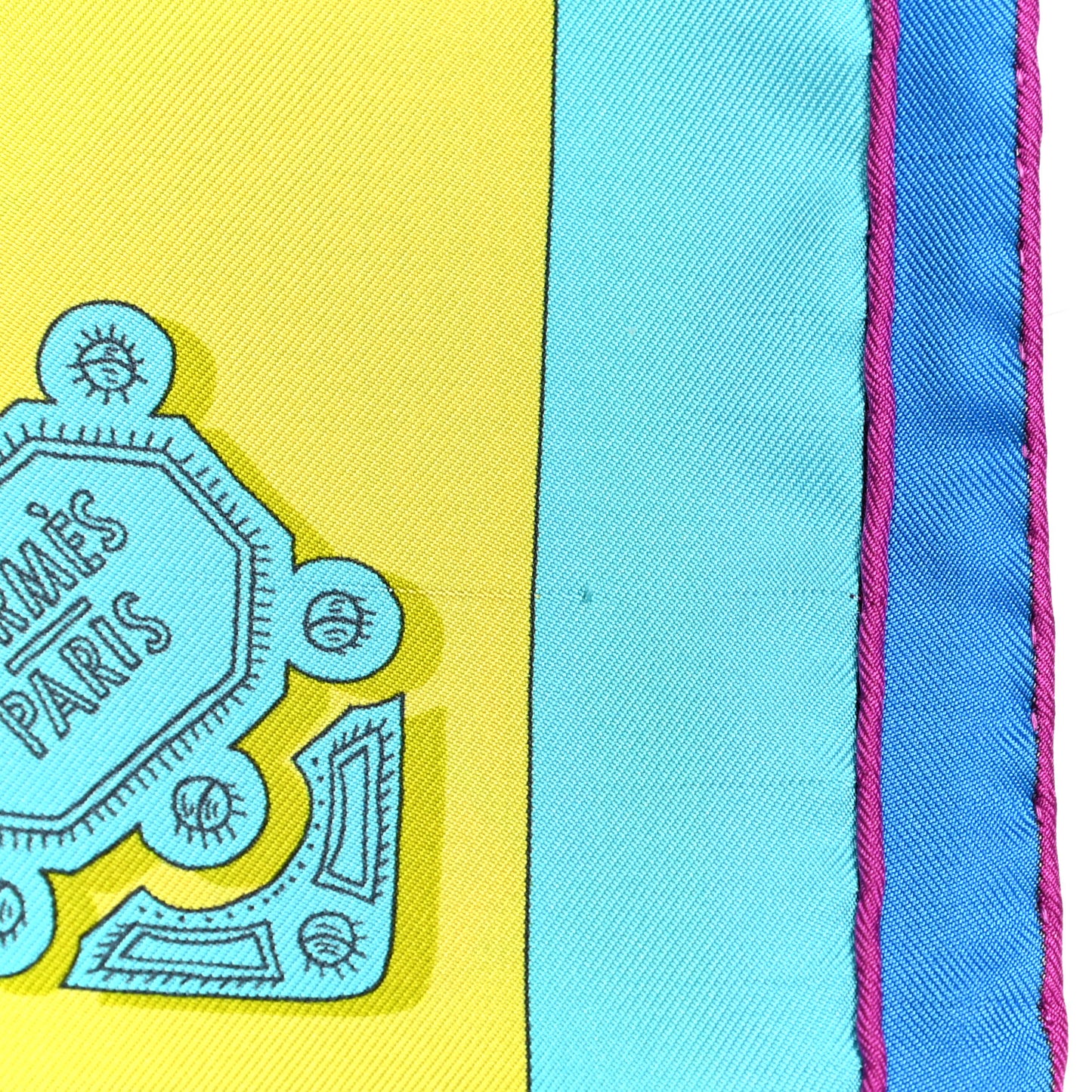 Silk Merveilleuses Lanternes Scarf 90 Jaune Vif Turquoise Rose