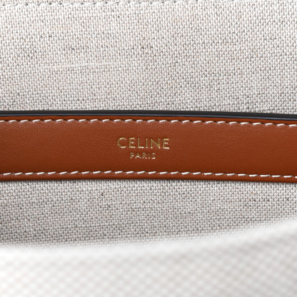 Celine Canvas Calfskin Medium Soft 16 Top Handle Bag Tan White 6 of 8