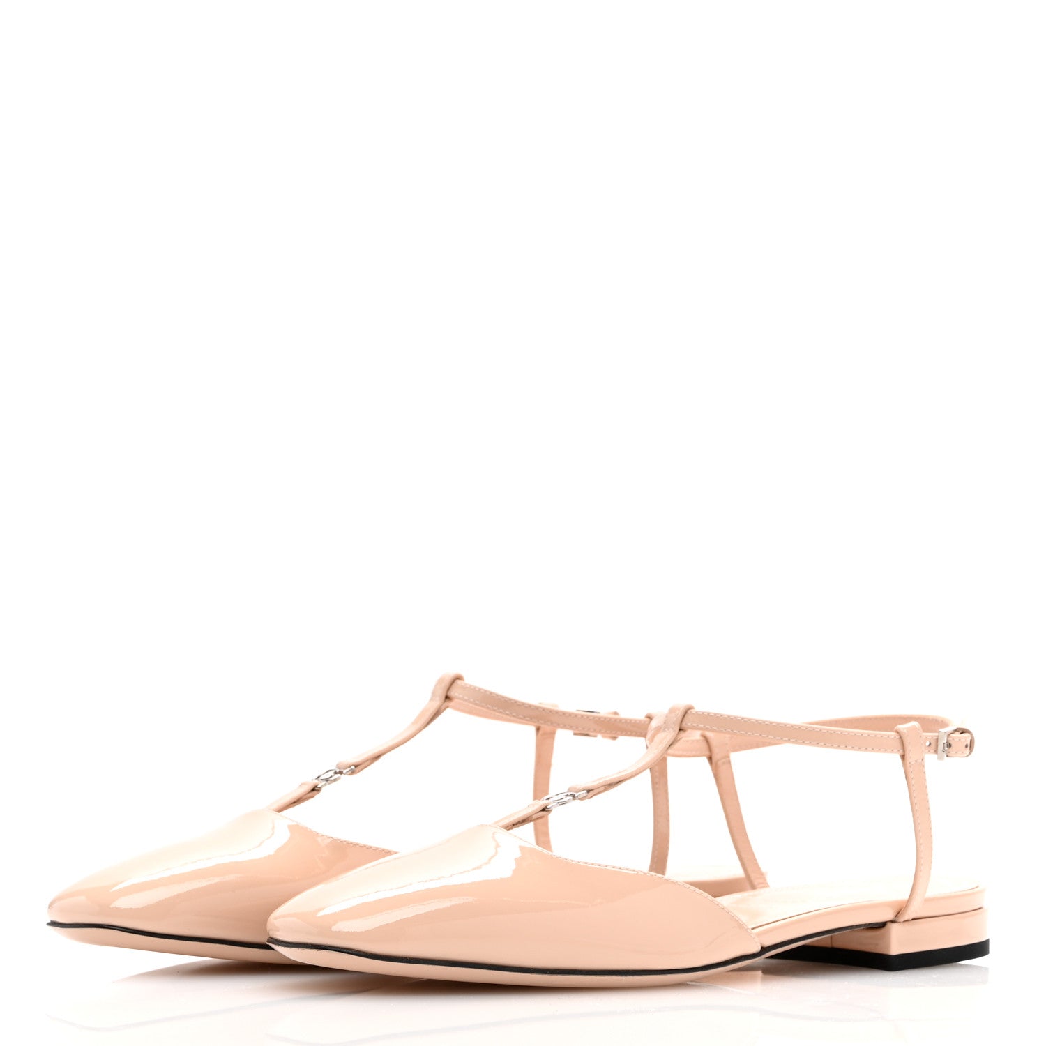 Gucci Vernice Crystal Double G Ballet Flat 37.5 Skin Rose 3 of 8
